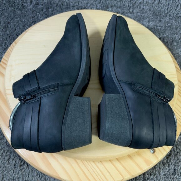 Clarks Charlten Rae Ankle Boots Womens Size 8.5 Black Leather Buckle Booties - Picture 6 of 9